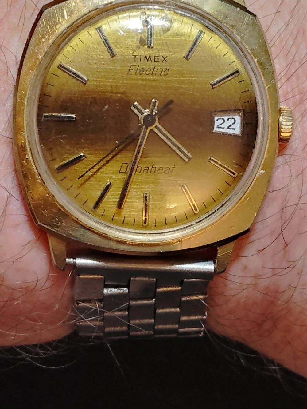 Timex Electric Dynabeat With 'Tigers eye' Sunburst Dial WORKING